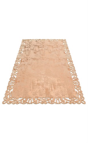 BIANCA BNC 05 BEIGE COPPER  Klasik Ve Modern İşleme ve Oymaya Sahip Parlak Bordürlü Suni Deri Halı