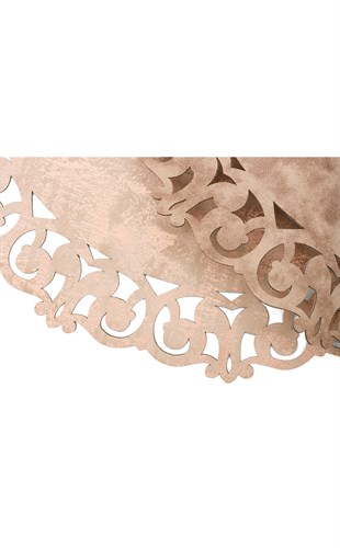 BIANCA BNC 05 BEIGE COPPER Q  Klasik Ve Modern İşleme ve Oymaya Sahip Parlak Bordürlü Suni Deri Halı