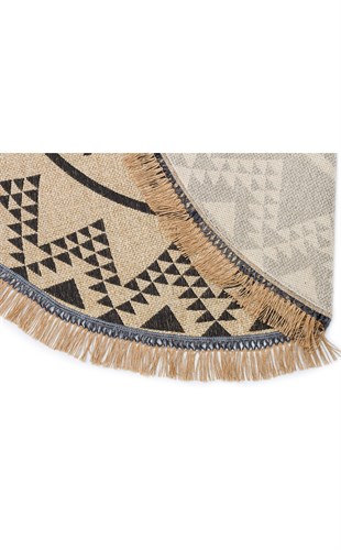 BROOKLYN BRK 08 BLACK  Hasır Görünümlü Kaymaz Renkli Dokuma Modern Kilim