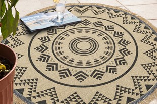 BROOKLYN BRK 08 BLACK  Hasır Görünümlü Kaymaz Renkli Dokuma Modern Kilim