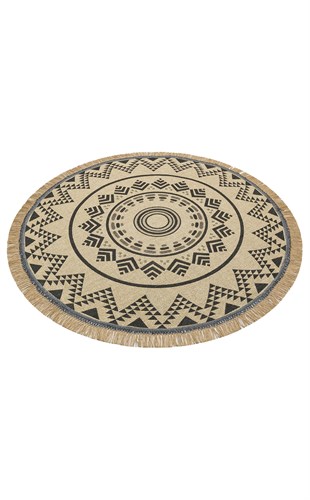 BROOKLYN BRK 08 BLACK  Hasır Görünümlü Kaymaz Renkli Dokuma Modern Kilim