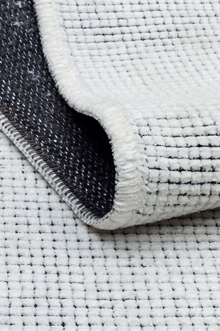 CAPRI CPR 01 WHITE  Hav Toz Vermez Kaymaz Kolay Kullanımlı Yıkanabilir Düz Renk Kilim