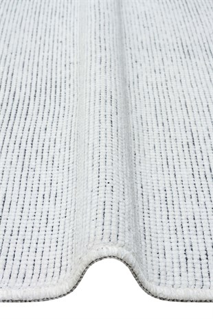 CAPRI CPR 01 WHITE  Hav Toz Vermez Kaymaz Kolay Kullanımlı Yıkanabilir Düz Renk Kilim