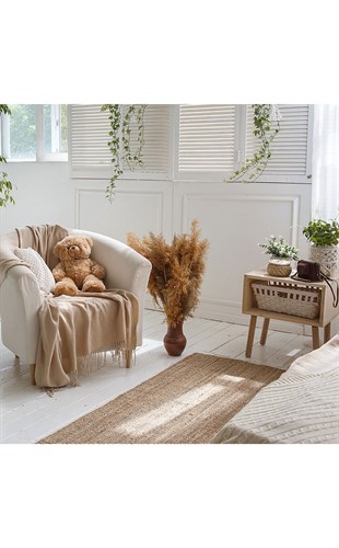 CHOTI CHOTI CREAM  El Dokuma Naturel Jüt Hasır Halı