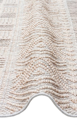 COZY CZY 02 GREY BEIGE  Hav Toz Vermez Modern Örgü Dokuma Makine Halısı