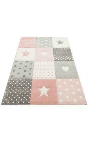 EKO KIDS KDS 05 GREY PINK  Hav Toz Vermez Çocuk Halısı