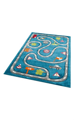 EKO KIDS KDS 19 BLUE GREY  Hav Toz Vermez Çocuk Halısı