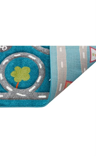 EKO KIDS KDS 19 BLUE GREY  Hav Toz Vermez Çocuk Halısı