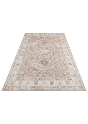 ELISTA VINTAGE ELS 201 CREAM BEIGE  Vintage Tasarımlı Yumuşak Bukle Dokuma Kaymaz Tabanlı Yıkanabilir Modern Halı