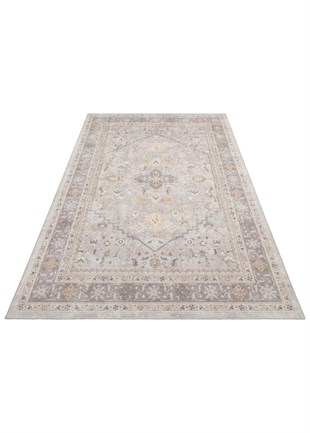 ELISTA VINTAGE ELS 201 GREY BLUE  Vintage Tasarımlı Yumuşak Bukle Dokuma Kaymaz Tabanlı Yıkanabilir Modern Halı