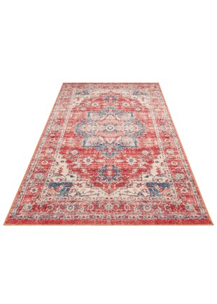 ELISTA VINTAGE ELS 202 RED BEIGE  Vintage Tasarımlı Yumuşak Bukle Dokuma Kaymaz Tabanlı Yıkanabilir Modern Halı
