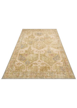 ELISTA VINTAGE ELS 206 OLIVE  Vintage Tasarımlı Yumuşak Bukle Dokuma Kaymaz Tabanlı Yıkanabilir Modern Halı