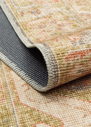 ELISTA VINTAGE ELS 206 OLIVE  Vintage Tasarımlı Yumuşak Bukle Dokuma Kaymaz Tabanlı Yıkanabilir Modern Halı