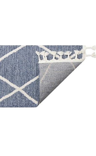 ETNA ETN 02 BLUE CREAM  Hav Toz Vermez Örgü Dokulu Modern Bukleli Makine Halısı