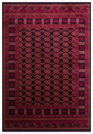 HERAT HER 03 NAVY  Afgan Desenli Viskon Sıkı Dokuma Kaymaz Tabanlı İnce Makine Halısı