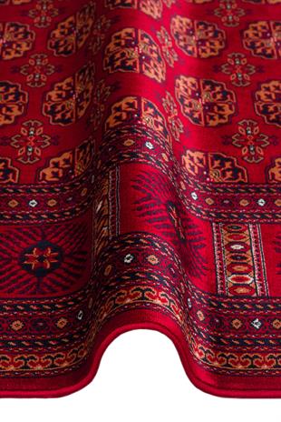 HERAT HER 03 RED  Afgan Desenli Viskon Sıkı Dokuma Kaymaz Tabanlı İnce Makine Halısı