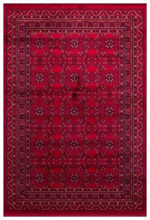 HERAT HER 04 RED  Afgan Desenli Viskon Sıkı Dokuma Kaymaz Tabanlı İnce Makine Halısı