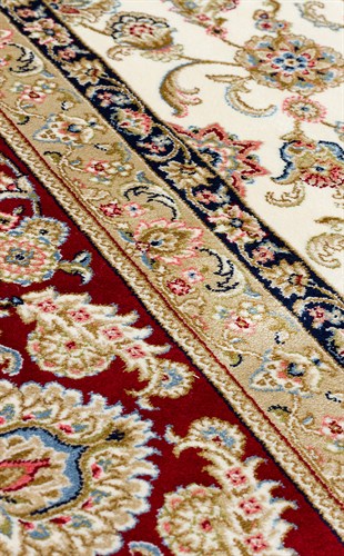 ISFAHAN ISF 03 CREAM RED  Klasik Desenli Yüksek Kalite Sık Dokuma Makine Halısı