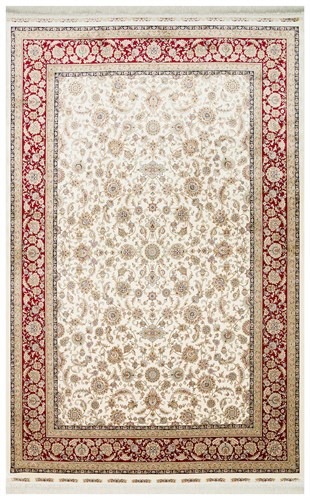 ISFAHAN ISF 03 CREAM RED  Klasik Desenli Yüksek Kalite Sık Dokuma Makine Halısı