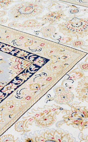ISFAHAN ISF 03 GREY CREAM  Klasik Desenli Yüksek Kalite Sık Dokuma Makine Halısı