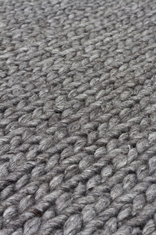 JADE BASKETWEAVE ANTRASIT  Naturel Kazak Örgü Desenli El Dokuma Örgü Halı