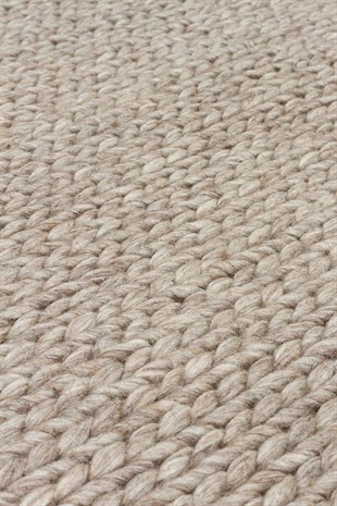 JADE BASKETWEAVE BROWN  Naturel Kazak Örgü Desenli El Dokuma Örgü Halı