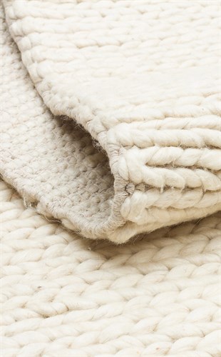 JADE BASKETWEAVE CREAM  Naturel Kazak Örgü Desenli El Dokuma Örgü Halı