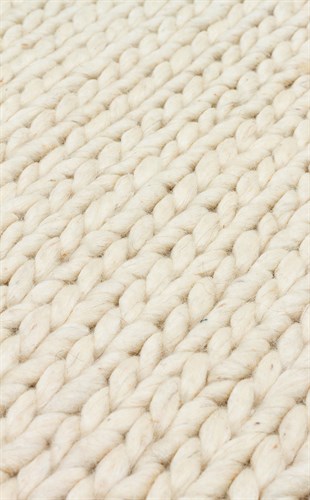 JADE BASKETWEAVE CREAM  Naturel Kazak Örgü Desenli El Dokuma Örgü Halı