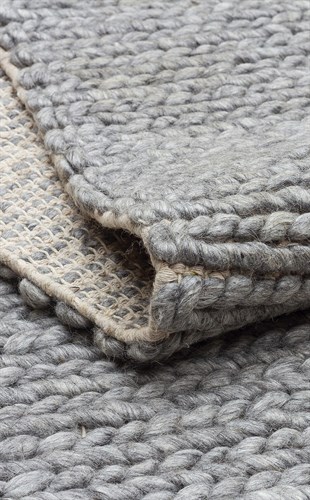 JADE BASKETWEAVE GREY  Naturel Kazak Örgü Desenli El Dokuma Örgü Halı