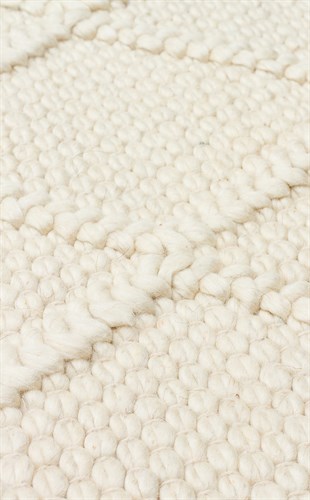 JADE DIAMOND CREAM  Naturel Kazak Örgü Desenli El Dokuma Örgü Halı