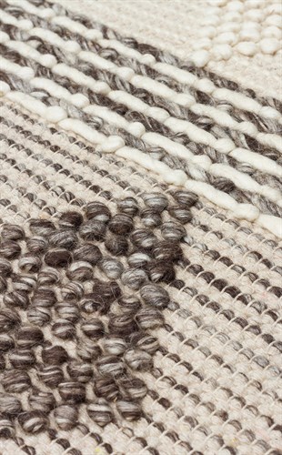 JADE JD 01 GREY  Naturel Kazak Örgü Desenli El Dokuma Örgü Halı