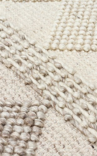 JADE JD 01 NATURAL  Naturel Kazak Örgü Desenli El Dokuma Örgü Halı