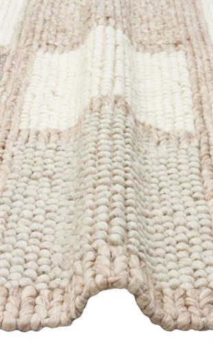 JADE MARJORY NATURAL  Naturel Kazak Örgü Desenli El Dokuma Örgü Halı