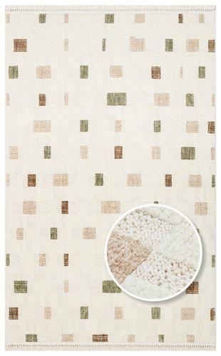 JOY JOY 02 GREEN BEIGE  Hav Toz Vermeyen Yumuşak dokulu Modern Makine Halısı
