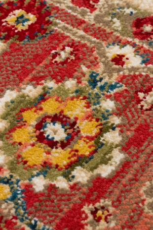 KYBELE KYB 04 CREAM RED XW Sıcak Renk Tonlu Otantik Makine Halısı