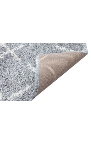 LOFT LF 01 GREY CREAM  Hav Toz Vermez Yumuşak Dokulu Etnik Desenli Uzun Tüylü Pofuduk Shaggy Halı