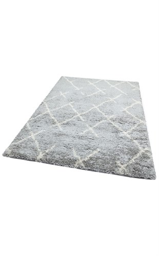 LOFT LF 01 GREY CREAM  Hav Toz Vermez Yumuşak Dokulu Etnik Desenli Uzun Tüylü Pofuduk Shaggy Halı