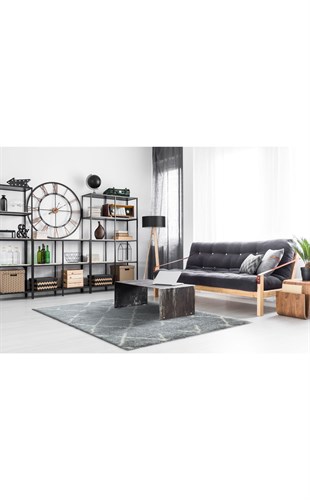 LOFT LF 01 GREY CREAM  Hav Toz Vermez Yumuşak Dokulu Etnik Desenli Uzun Tüylü Pofuduk Shaggy Halı