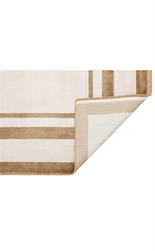 LUGANO LUG 02 CREAM GOLD  Art Deco Modern Bordürlü Yüksek Kalite Sık Dokuma Salon Halısı