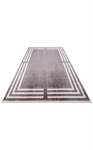 LUGANO LUG 03 ANTRASIT GREY  Art Deco Modern Bordürlü Yüksek Kalite Sık Dokuma Salon Halısı