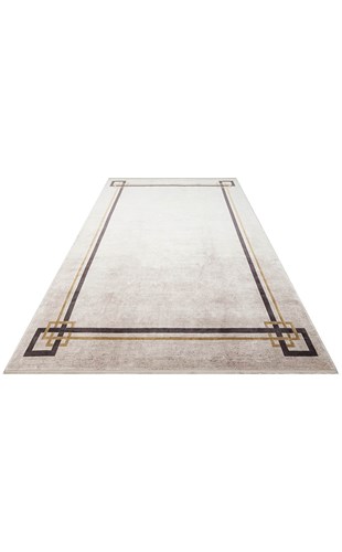 LUGANO LUG 07 GREY BLACK  Art Deco Modern Bordürlü Yüksek Kalite Sık Dokuma Salon Halısı