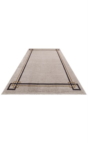 LUGANO LUG 07 GREY BLACK  Art Deco Modern Bordürlü Yüksek Kalite Sık Dokuma Salon Halısı
