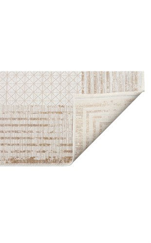 MAHAL MHL 01 CREAM GOLD  Art Deco Desenli Yüksek Kalite Sık Dokuma Salon Halısı