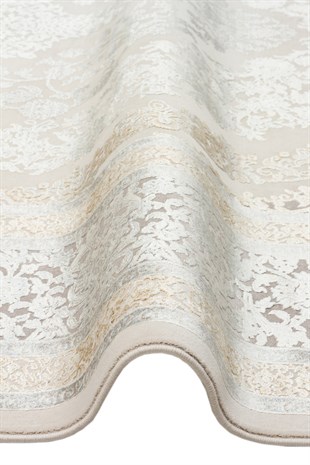MAHAL MHL 08 CREAM GREY  Klasik Desenli Yüksek Kalite Sık Dokuma Salon Halısı