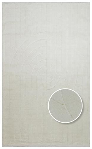 MISSORI MSR 01 WHITE  Hav Toz Vermez Sade Desenli Yumuşak Dokulu Modern Makine Halısı