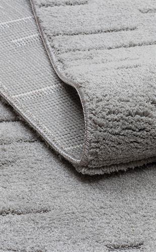 MISSORI MSR 05 GREY  Hav Toz Vermez Sade Desenli Yumuşak Dokulu Modern Makine Halısı