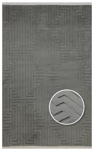 MISSORI MSR 06 ANTRASIT  Hav Toz Vermez Sade Desenli Yumuşak Dokulu Modern Makine Halısı