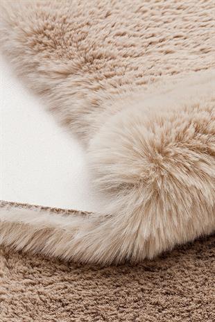 MOLLIS NEW MLS BEIGE QUARD N  Yumuşak Dokulu Uzun Tüylü Yıkanabilir Tavşan Postu