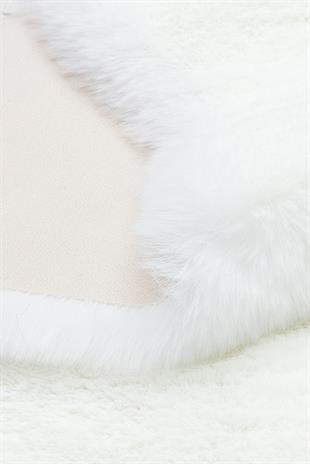 MOLLIS NEW MLS WHITE DOUBLE N  Yumuşak Dokulu Uzun Tüylü Yıkanabilir Tavşan Postu