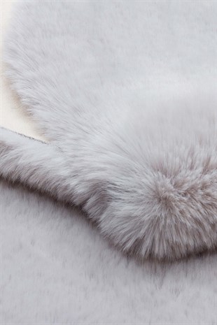 MOLLIS PLAIN MLS PLAIN DOUBLE GREY  Yumuşak Tuşeli Yıkanabilir Kaymaz Tabanlı Suni Kürk